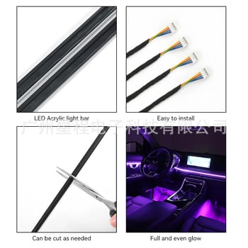 Lampă LED ambientală din acril pentru interiorul mașinii, compatibilitate universală (Acrilic, 15W, 12V, 1,2A, montaj încorporat)