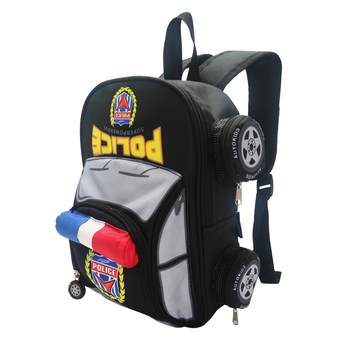 Детска раница с полицейски автомобил за момчета – за предучилищна и първи клас – ултра лека, светлоотразителна за нощна безопасност, 3D дизайн на полицейски автомобил, извит презрамки, подплата от найлон