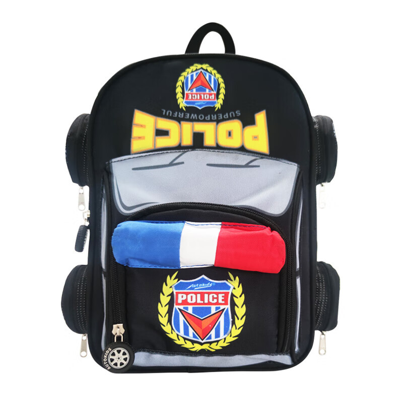Детска раница с полицейски автомобил за момчета – за предучилищна и първи клас – ултра лека, светлоотразителна за нощна безопасност, 3D дизайн на полицейски автомобил, извит презрамки, подплата от найлон
