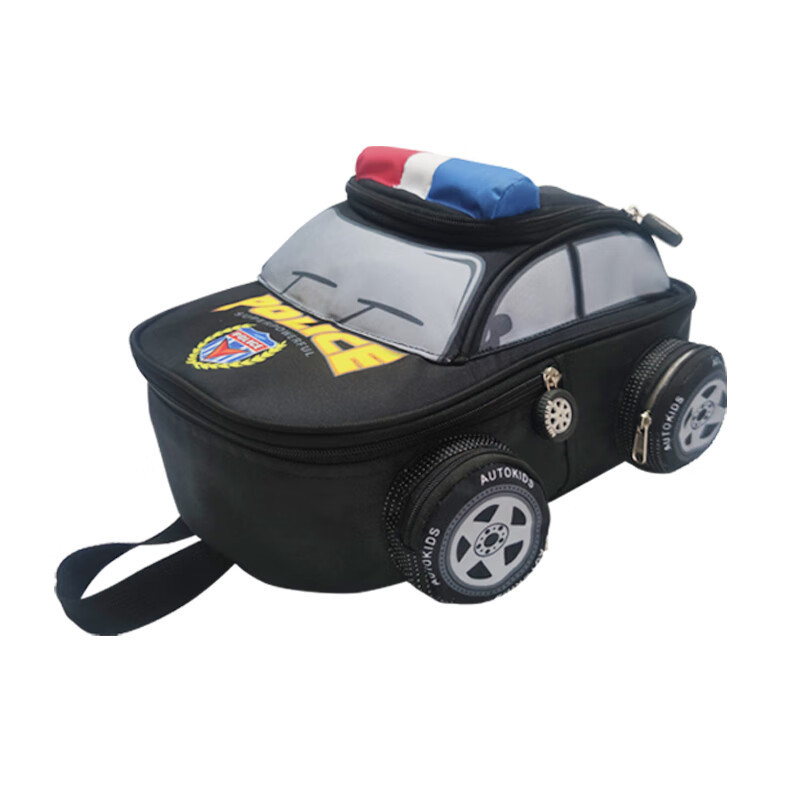 Детска раница с полицейски автомобил за момчета – за предучилищна и първи клас – ултра лека, светлоотразителна за нощна безопасност, 3D дизайн на полицейски автомобил, извит презрамки, подплата от найлон