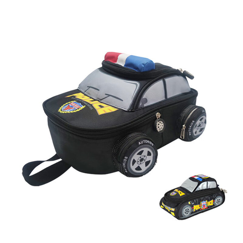 Детска раница с полицейски автомобил за момчета – за предучилищна и първи клас – ултра лека, светлоотразителна за нощна безопасност, 3D дизайн на полицейски автомобил, извит презрамки, подплата от найлон