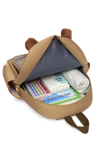 Детска раница с капибара — нейлон, износоустойчива, аниме графика, кръгли презрамки, полиестерна подплата