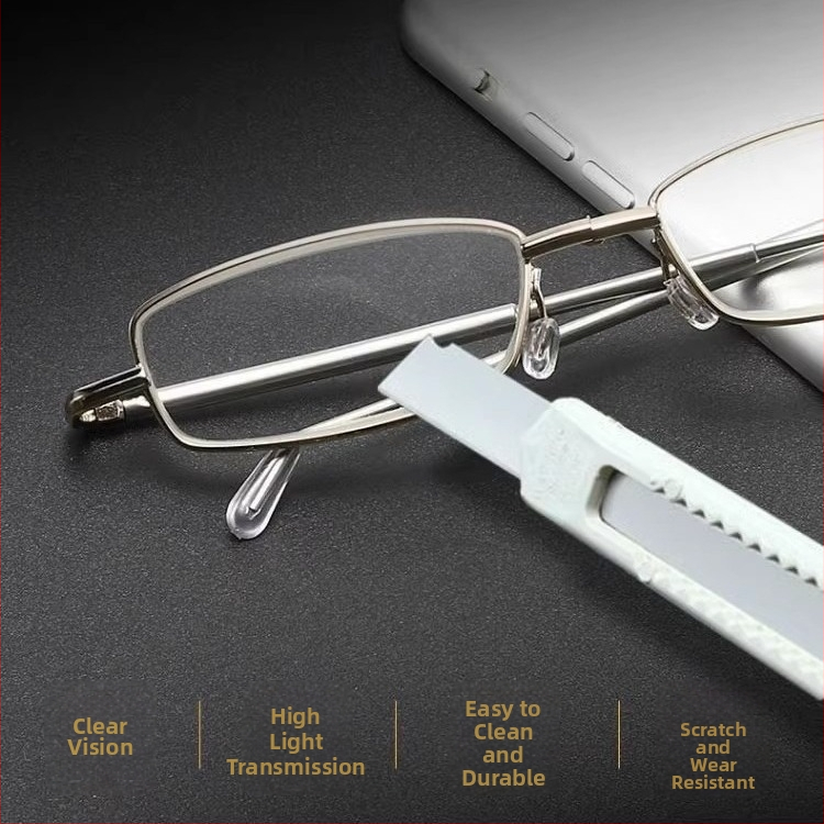 Sklopné čítacie okuliare s PC šošovkami, proti modrému svetlu a nárazuvzdorné, plný rám z kovu, oválny tvar, vintage literárny štýl