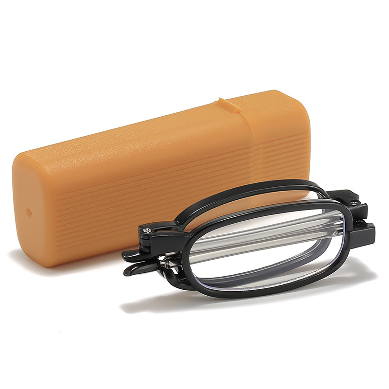 Сгъваеми портативни очила за четене с PC лещи, удароустойчиви и против синя светлина, метална овална рамка с пълен рамков дизайн, винтидж литературен стил