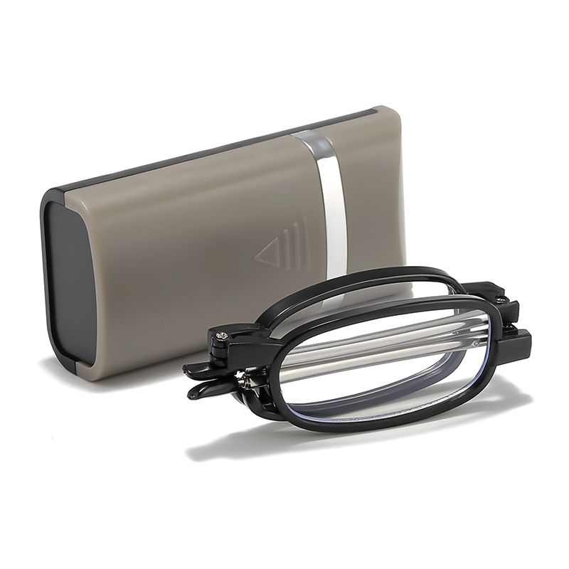 Сгъваеми портативни очила за четене с PC лещи, удароустойчиви и против синя светлина, метална овална рамка с пълен рамков дизайн, винтидж литературен стил