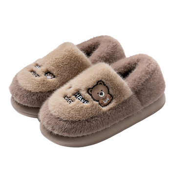 Мъжки чехли за дома с дебела подметка, пухено памучно вътрешно, суеде горна част, EVA подметка, свободен стил, есенно-зимна линия 2025