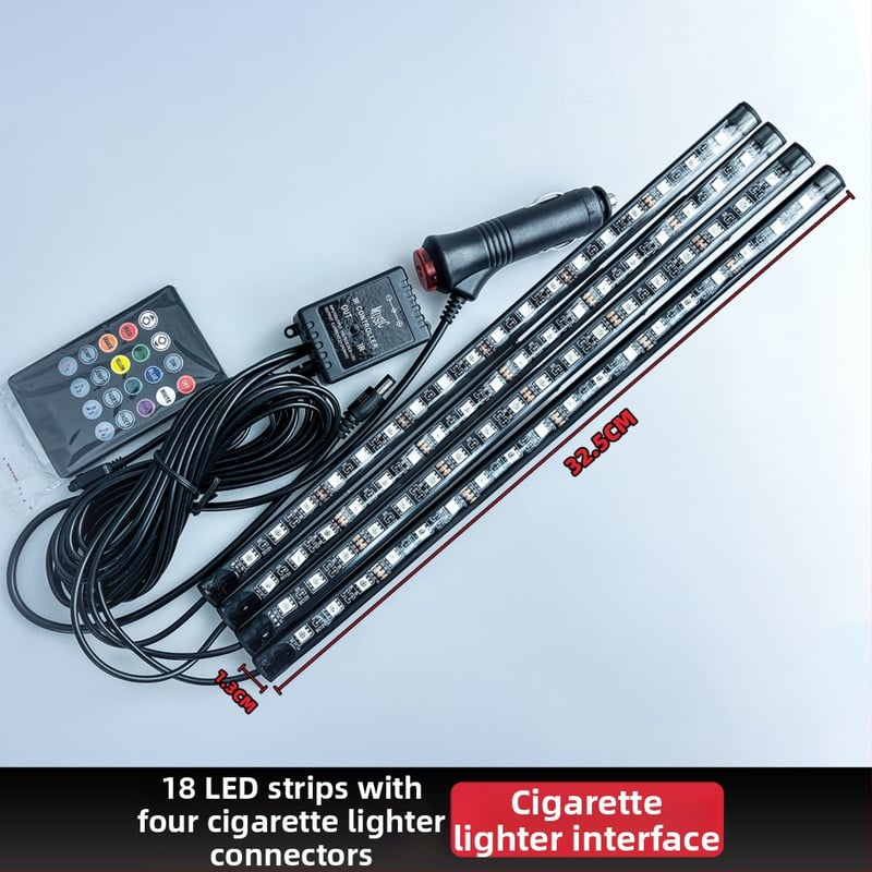 Lampă ambientală auto LED 5050, 72 LED, USB 5V / 12V, telecomandă și control vocal, splitter pe 4 canale