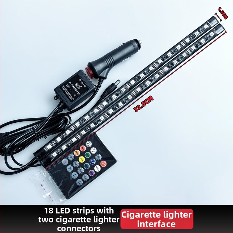 Lampă ambientală auto LED 5050, 72 LED, USB 5V / 12V, telecomandă și control vocal, splitter pe 4 canale