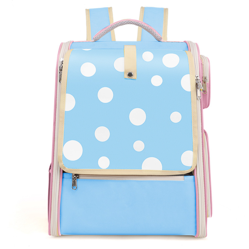 Колесна раница за домашни любимци - канвас, модел с вълни, капацитет до 7,5 кг