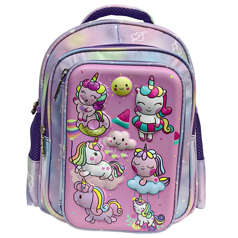 Geantă pentru copii 3D cu model unicorn desen animat, unisex, respirabilă, impermeabilă, rezistentă, protecție a coloanei vertebrale