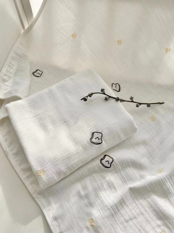 Prosop de baie pentru bebeluși și pătură din bumbac 100%, fir 40s, broderie și tiv, 140-170 g, pentru bebeluși