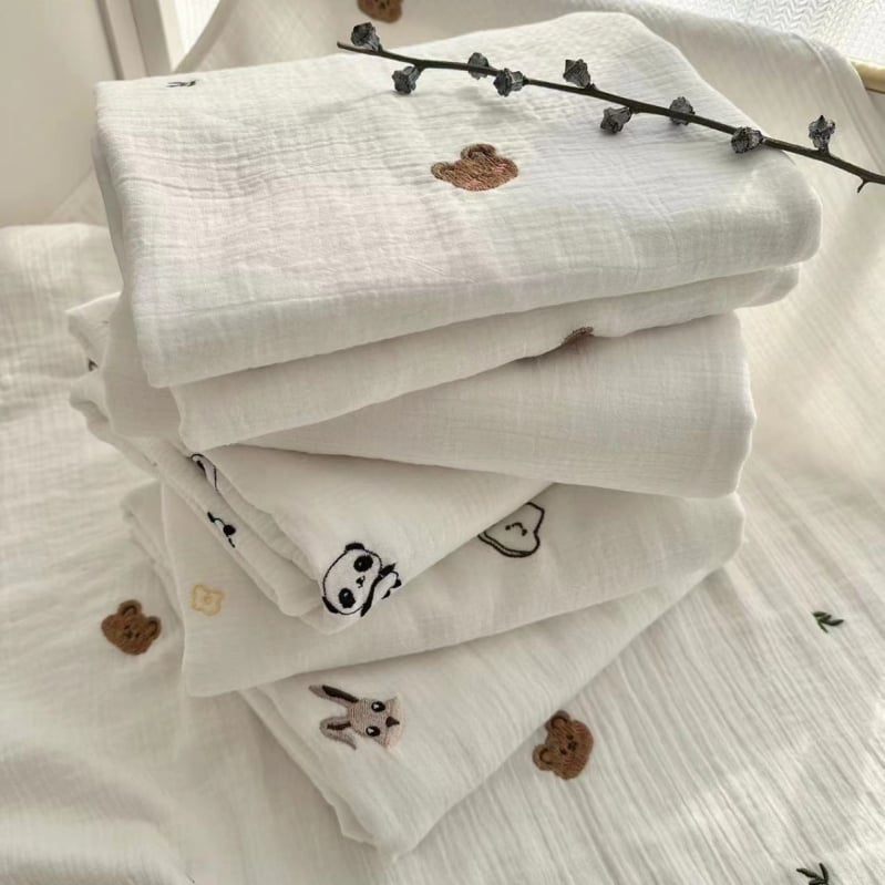 Prosop de baie pentru bebeluși și pătură din bumbac 100%, fir 40s, broderie și tiv, 140-170 g, pentru bebeluși