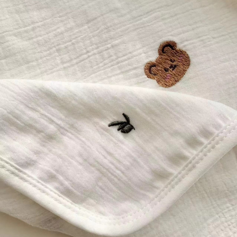 Prosop de baie pentru bebeluși și pătură din bumbac 100%, fir 40s, broderie și tiv, 140-170 g, pentru bebeluși