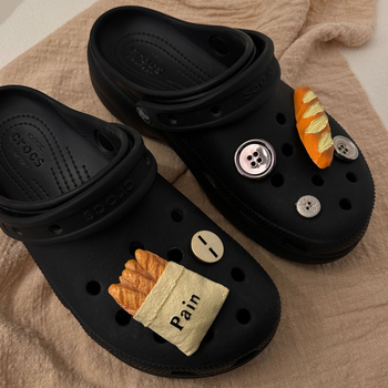 Crocs virágos cipő kiegészítő - levehető virágesdísz étel ihletésű motívummal, bőr cipőkhöz, szandálokhoz, textiles cipőkhöz és papucsokhoz - egész éves viselés, édes akadémiai stílus