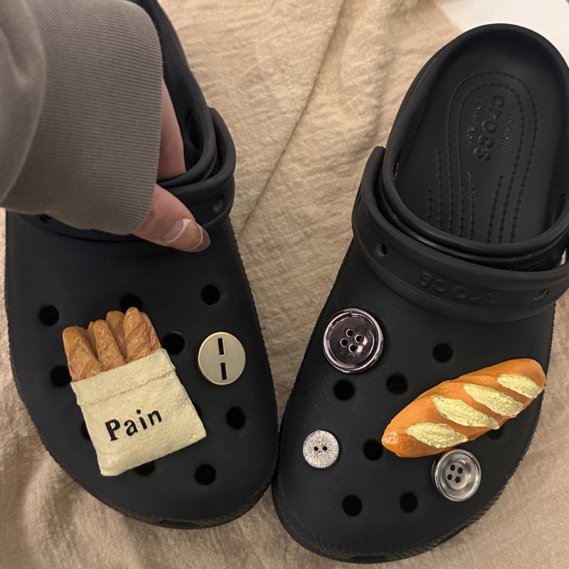 Crocs virágos cipő kiegészítő - levehető virágesdísz étel ihletésű motívummal, bőr cipőkhöz, szandálokhoz, textiles cipőkhöz és papucsokhoz - egész éves viselés, édes akadémiai stílus