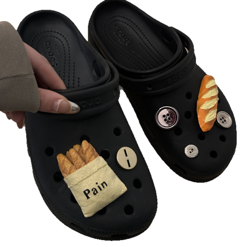 Crocs virágos cipő kiegészítő - levehető virágesdísz étel ihletésű motívummal, bőr cipőkhöz, szandálokhoz, textiles cipőkhöz és papucsokhoz - egész éves viselés, édes akadémiai stílus