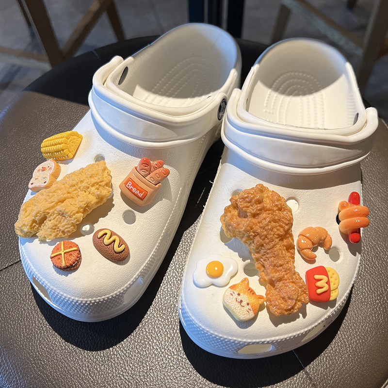 Crocs virágos cipő kiegészítő - levehető virágesdísz étel ihletésű motívummal, bőr cipőkhöz, szandálokhoz, textiles cipőkhöz és papucsokhoz - egész éves viselés, édes akadémiai stílus