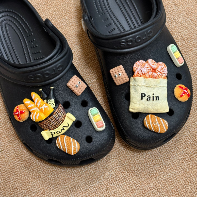 Crocs virágos cipő kiegészítő - levehető virágesdísz étel ihletésű motívummal, bőr cipőkhöz, szandálokhoz, textiles cipőkhöz és papucsokhoz - egész éves viselés, édes akadémiai stílus