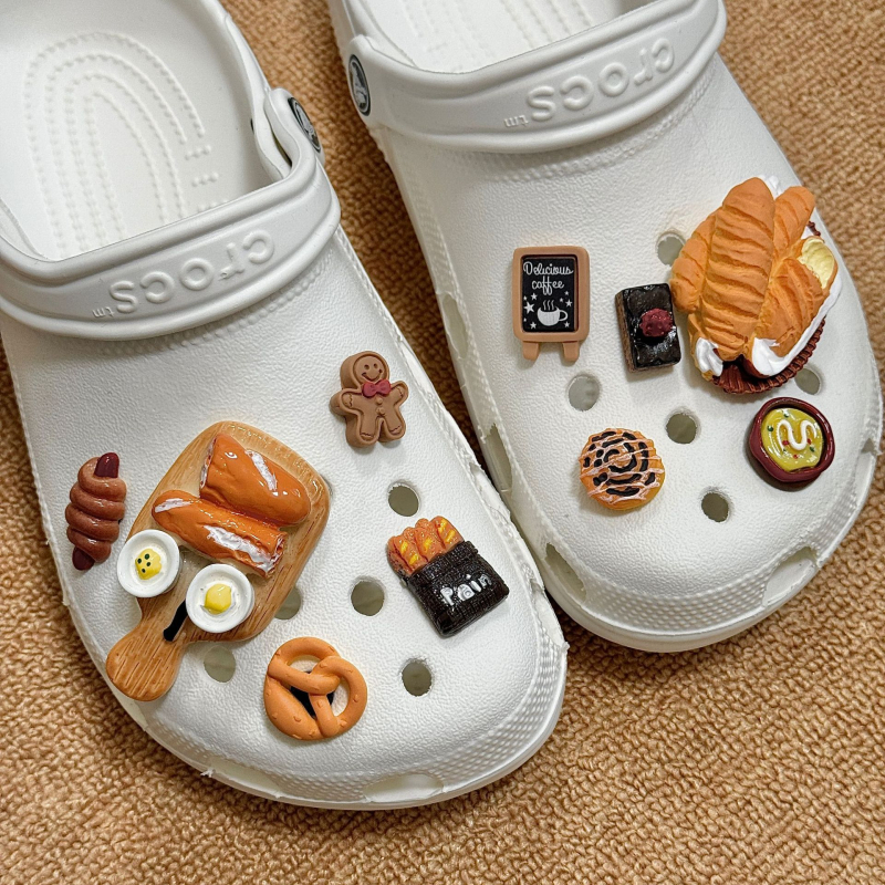 Crocs virágos cipő kiegészítő - levehető virágesdísz étel ihletésű motívummal, bőr cipőkhöz, szandálokhoz, textiles cipőkhöz és papucsokhoz - egész éves viselés, édes akadémiai stílus