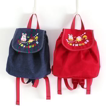 Rucsac pentru copii pentru școală: denim, căptușeală din bumbac, model animale, curele cu pernă de aer