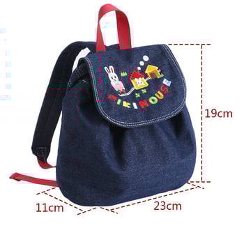 Rucsac pentru copii pentru școală: denim, căptușeală din bumbac, model animale, curele cu pernă de aer