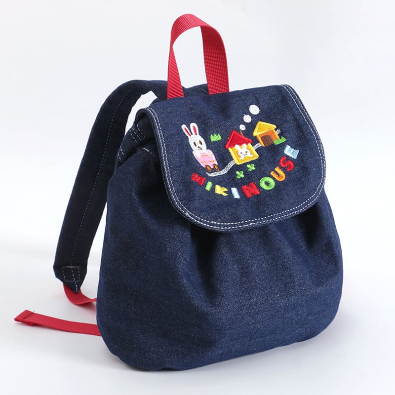 Rucsac pentru copii pentru școală: denim, căptușeală din bumbac, model animale, curele cu pernă de aer