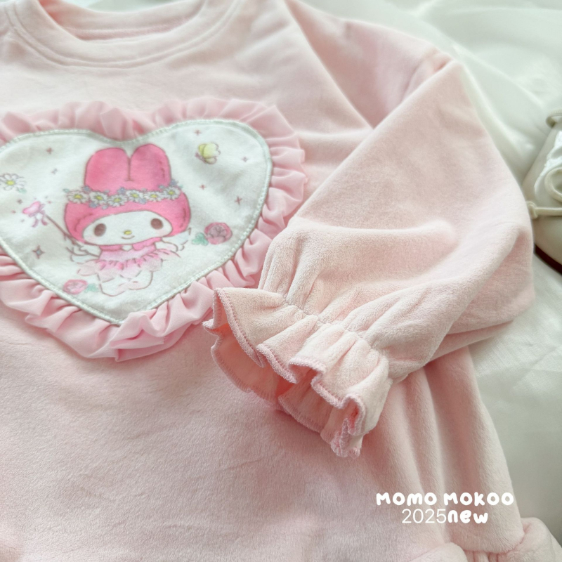 Dječji set pidžama Island Velvet – plišasti materijal, crtani uzorak, 92% poliester, debeli materijal, korejski stil
