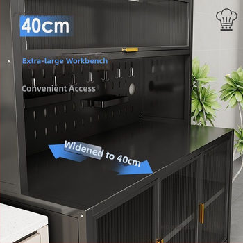 Raft de bucătărie înalt, cu mai multe rafturi, dulap lateral din fier pentru cuptor și cuptor cu microunde, fără instalare