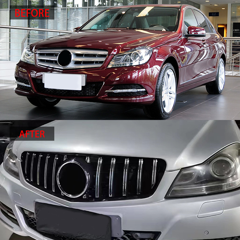GT stil rešetke za Mercedes-Benz C-klasa W204, 2009-2014, plastika, ugradnja na radijator, marka YTOP.