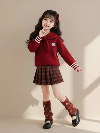 Детски комплект от две части без ръкави с къси панталони, академичен стил, Rayon с заешки косъм, пролет 2025