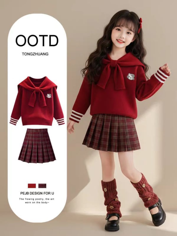 Детски комплект от две части без ръкави с къси панталони, академичен стил, Rayon с заешки косъм, пролет 2025