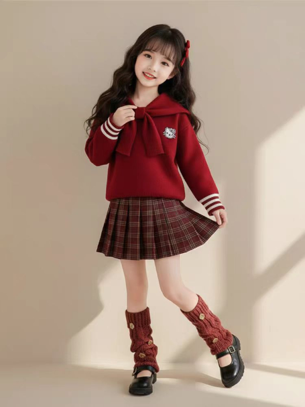 Детски комплект от две части без ръкави с къси панталони, академичен стил, Rayon с заешки косъм, пролет 2025