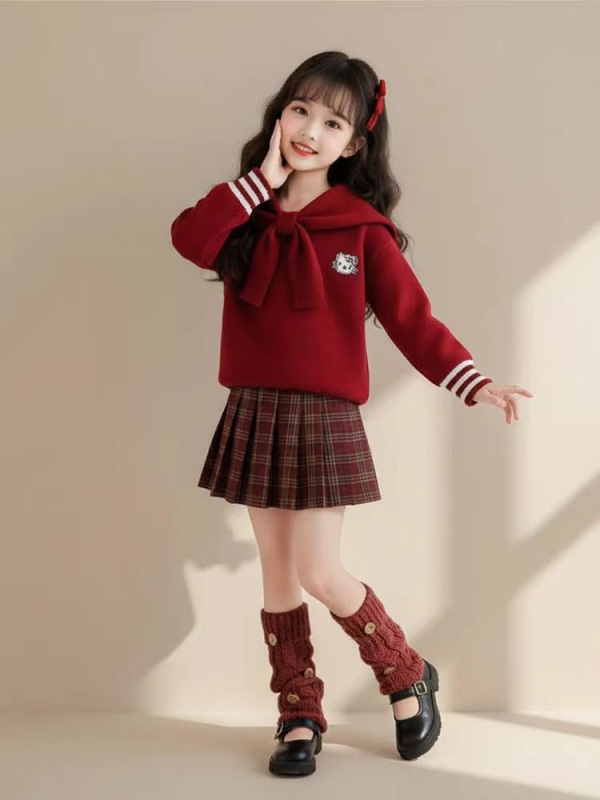 Детски комплект от две части без ръкави с къси панталони, академичен стил, Rayon с заешки косъм, пролет 2025