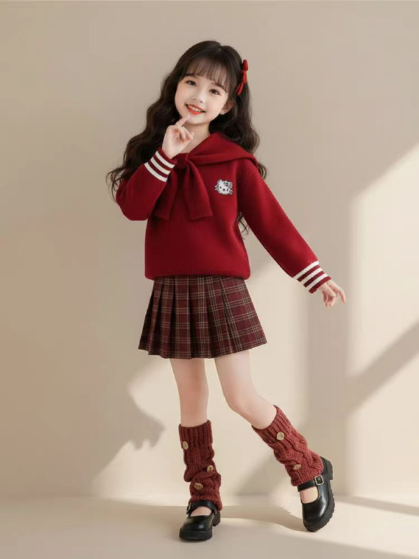 Детски комплект от две части без ръкави с къси панталони, академичен стил, Rayon с заешки косъм, пролет 2025