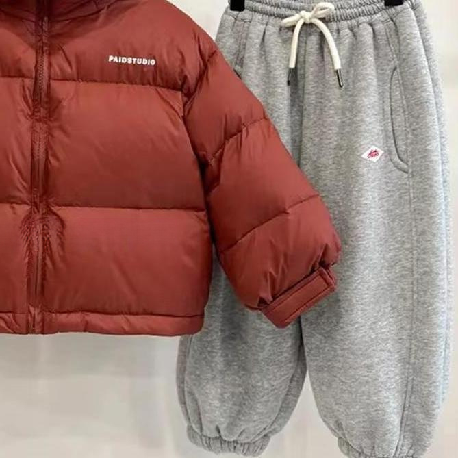 Зимен детски двукомпонентен комплект: Corduroy яке с козина от заек (81–90%) и панталони с подплата за новородени 0–12 месеца