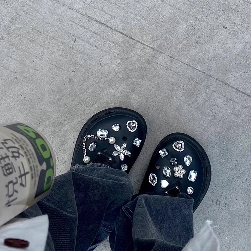 Zhuanshi02 Lyukas papucsokhoz kiegészítők, vintage fém ékszerek, leválasztható gyöngyös csat