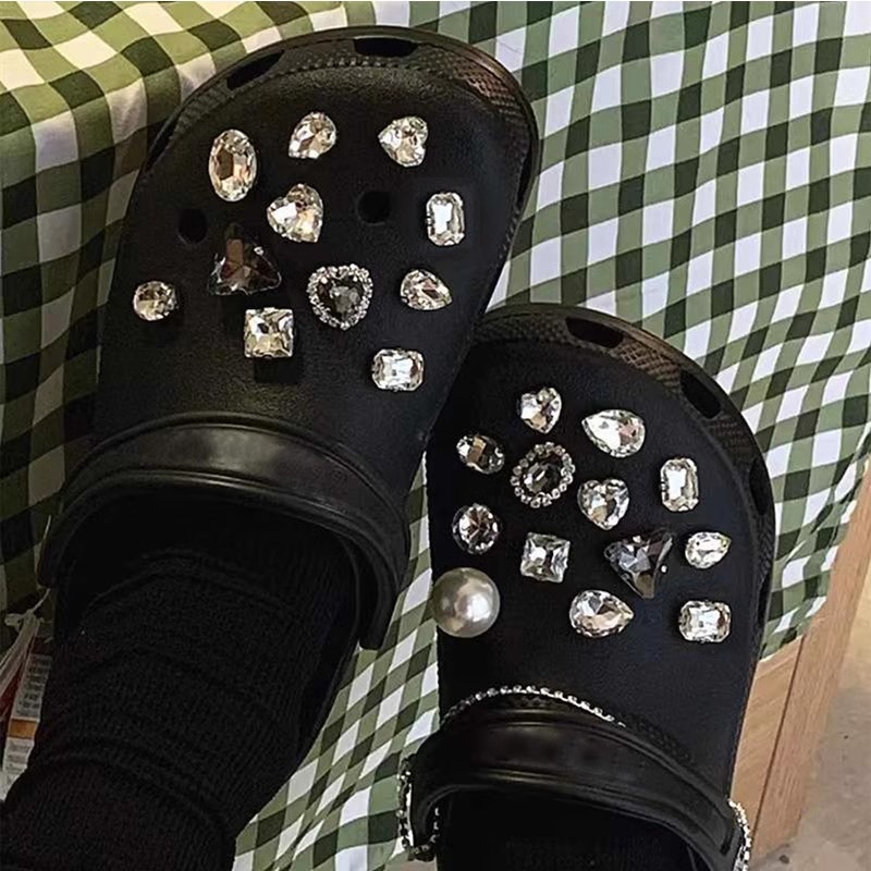 Zhuanshi02 Lyukas papucsokhoz kiegészítők, vintage fém ékszerek, leválasztható gyöngyös csat