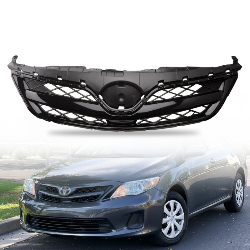 Vky prednja rešetka za Toyota Corolla 2011-2013, ABS plastika, ugradnja u branik, sportska elektroplatinirana rešetka, broj dijela 53100-02410
