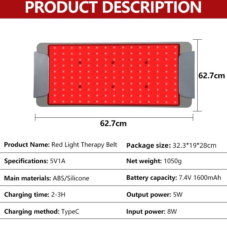 Dispozitiv LED pentru terapie cu lumină roșie pentru uz casnic — Panou din silicon, portabil, dispozitiv pentru mască facială, IPX0