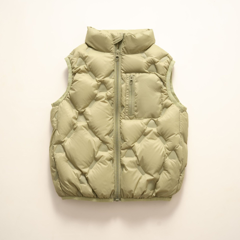 Παιδικό γιλέκο με πούπουρα πάπιας - χωρίς μανίκια, κοντό μήκος, φαρδιά γραμμή, πλήρωση: πούπουλα πάπιας, εξωτερικό & επένδυση από νάιλον