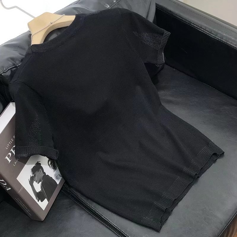Muški poliester T-shirt s prugama, slobodan kroj, okrugli izrez, kratkih rukava