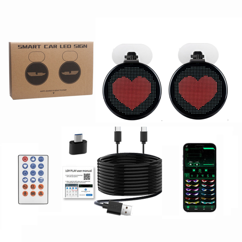 Kamionski pametni LED zaslon oka s APP-om i daljinskim upravljačem — ABS kućište, fleksibilni zaslon za ugradnju vozila; Snaga 10W, Napon 5V, Trenutno 0.02A