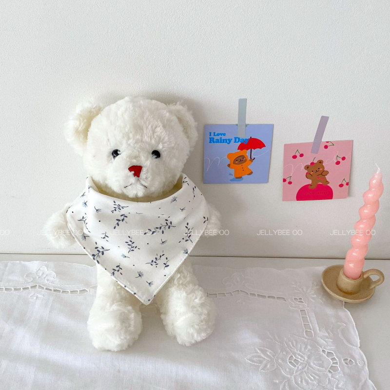 Бебешки триъгълен лигавник, двупластов, 100% памук, водопоглъщащ, с принт, за новородени 0–1 година