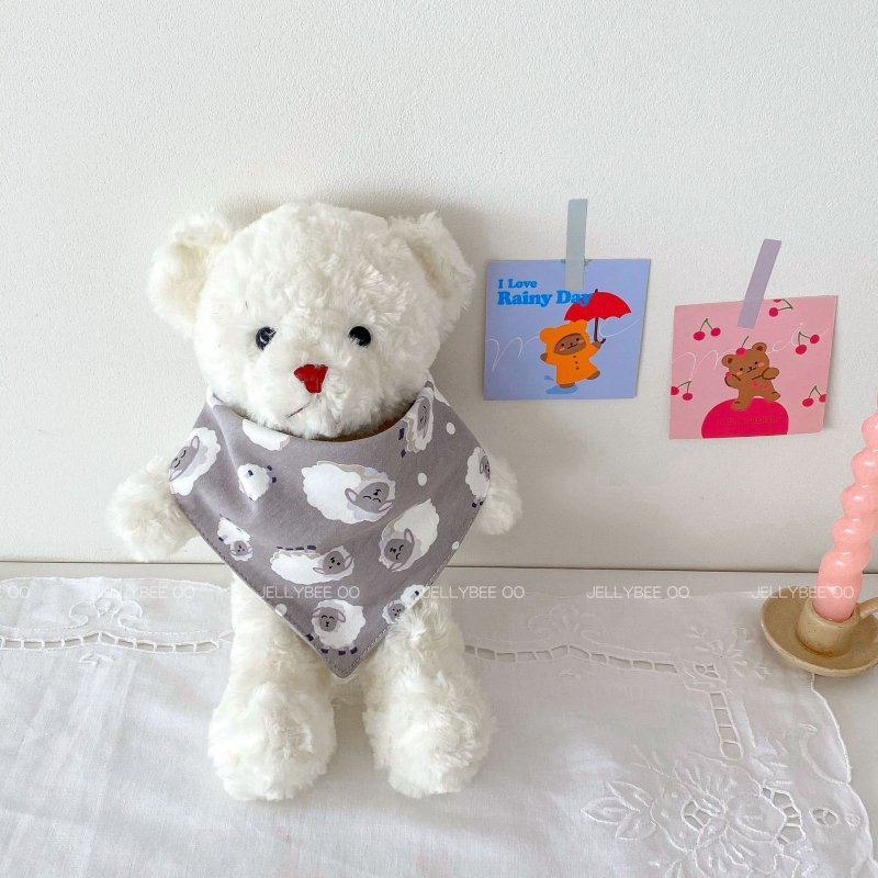 Бебешки триъгълен лигавник, двупластов, 100% памук, водопоглъщащ, с принт, за новородени 0–1 година