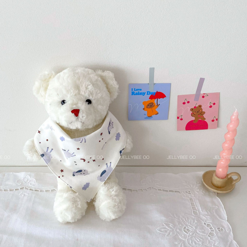 Бебешки триъгълен лигавник, двупластов, 100% памук, водопоглъщащ, с принт, за новородени 0–1 година