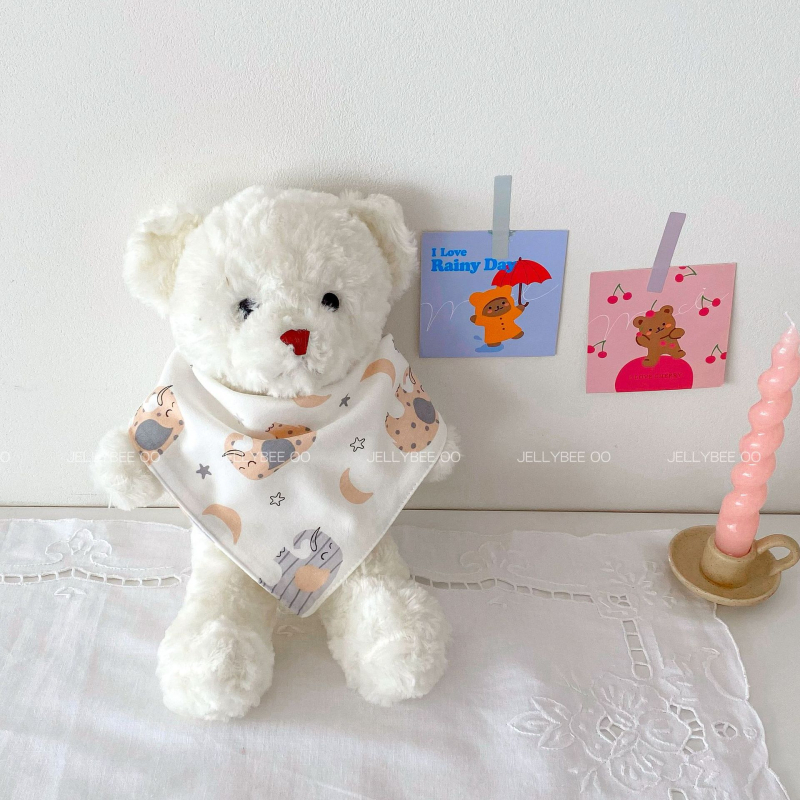 Бебешки триъгълен лигавник, двупластов, 100% памук, водопоглъщащ, с принт, за новородени 0–1 година