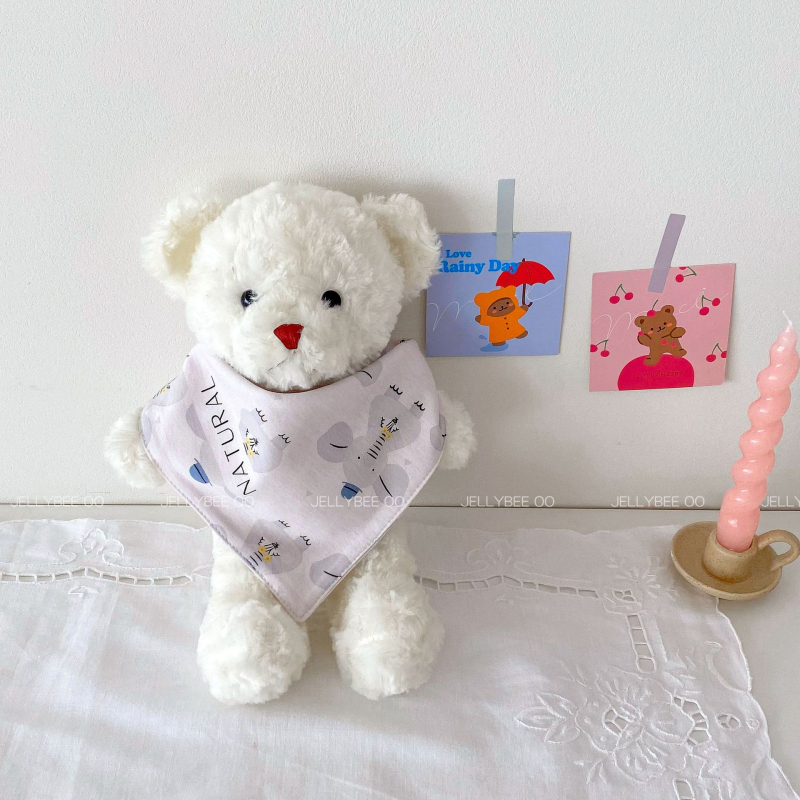 Бебешки триъгълен лигавник, двупластов, 100% памук, водопоглъщащ, с принт, за новородени 0–1 година