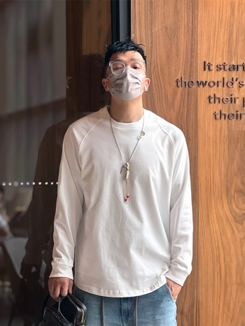 Muška majica s dugim rukavima, pamuk-mješavina, labav kroj, okrugli izrez, raglan rukavi, proljeće-jesen