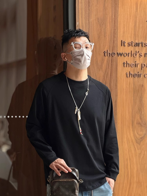 Muška majica s dugim rukavima, pamuk-mješavina, labav kroj, okrugli izrez, raglan rukavi, proljeće-jesen