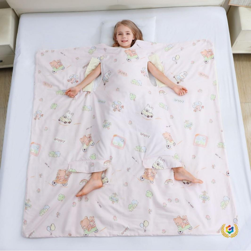 Spavaća vreća za djecu i bebu, 100% pamuk, punilo od poliester vlakana i svile, četiri sezone s ventilacijskim otvorima, težina 1,25–1,5 kg